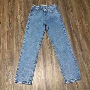 Levi's Wedgie Straight Jeans Women's 24 Classic Wash Button Fly Big E Premium